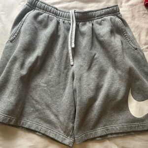 Nike Grey Shorts with White Swoosh Logo